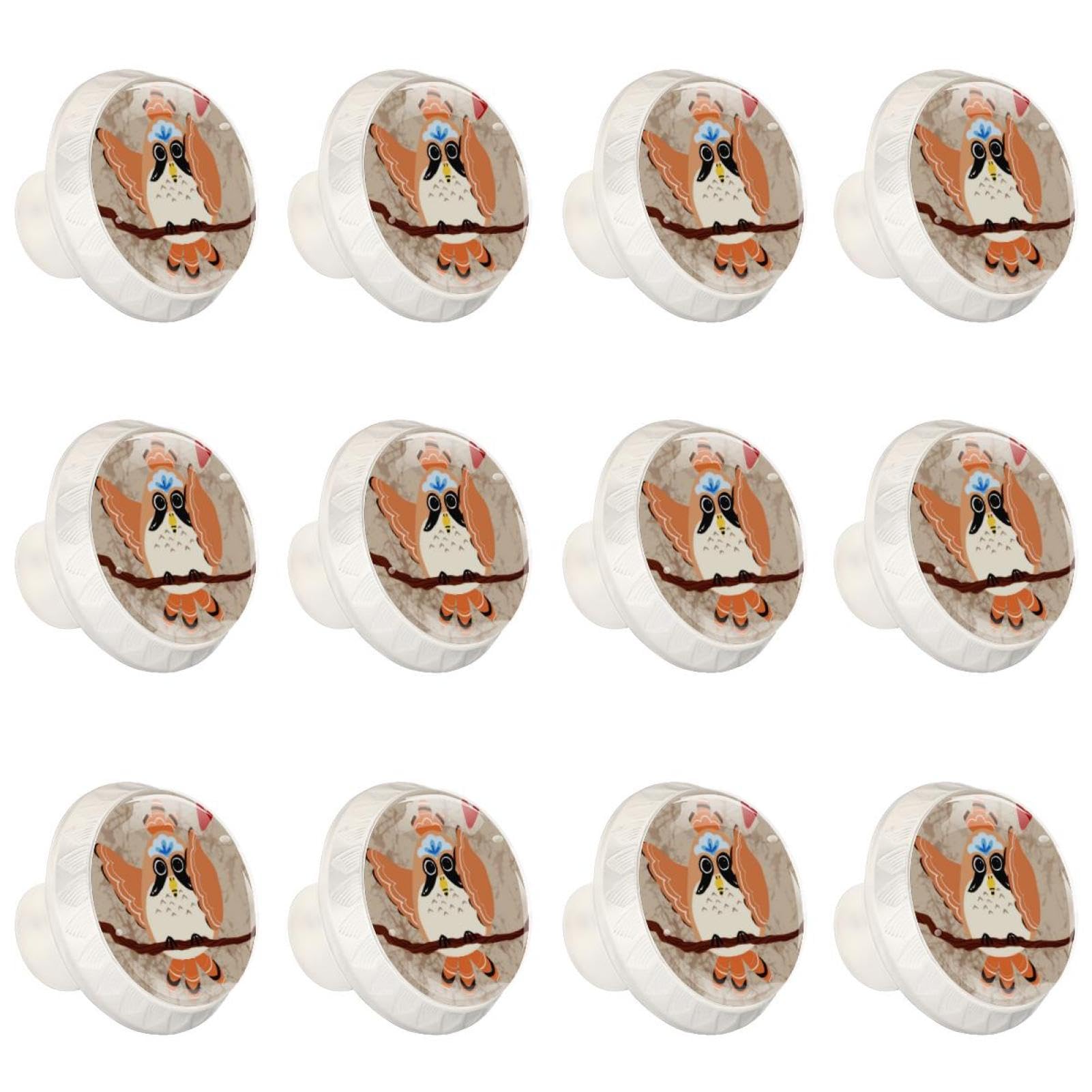 Boutons ronds en verre cristal au motif oiseau élégant pour sublimer vos meubles
