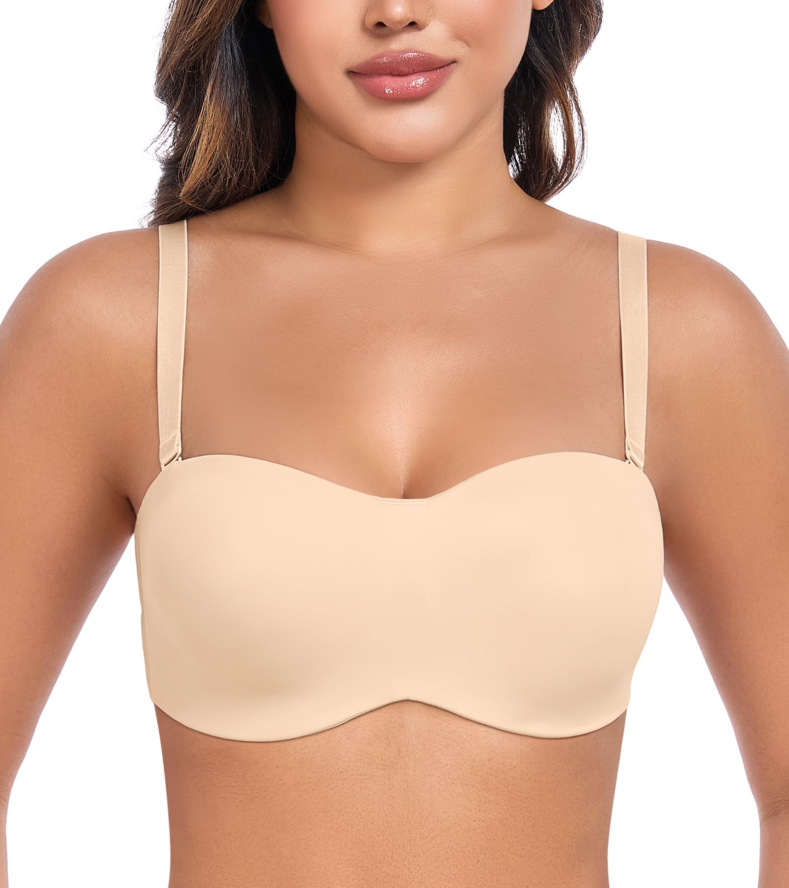 DotVol Reggiseno Senza Spalline Donna Taglia Forte Ferretto e Non Imbottito Bra a più Vie