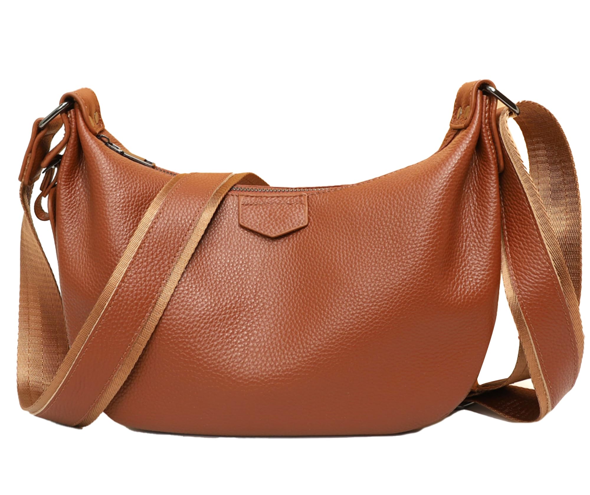 Micmores Echtleder Umhängetasche Damen Mittelgroß Crossbody Bag Damen Handtasche mit Verstellbar Schultergurt, Mode Schultertasche Halbmond Tasche für Arbeit, Reisen, Alltag
