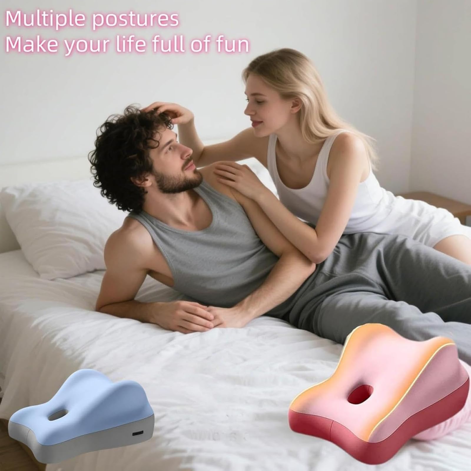 Almohada para Parejas ChiroMonk, Almohada de 27° para Intimidad, Cojín de Espuma Viscoelástica en Cuña para Soporte Intimo y Espalda, Almohadas Rebotantes para Parejas para Todas las Posturas (Black)