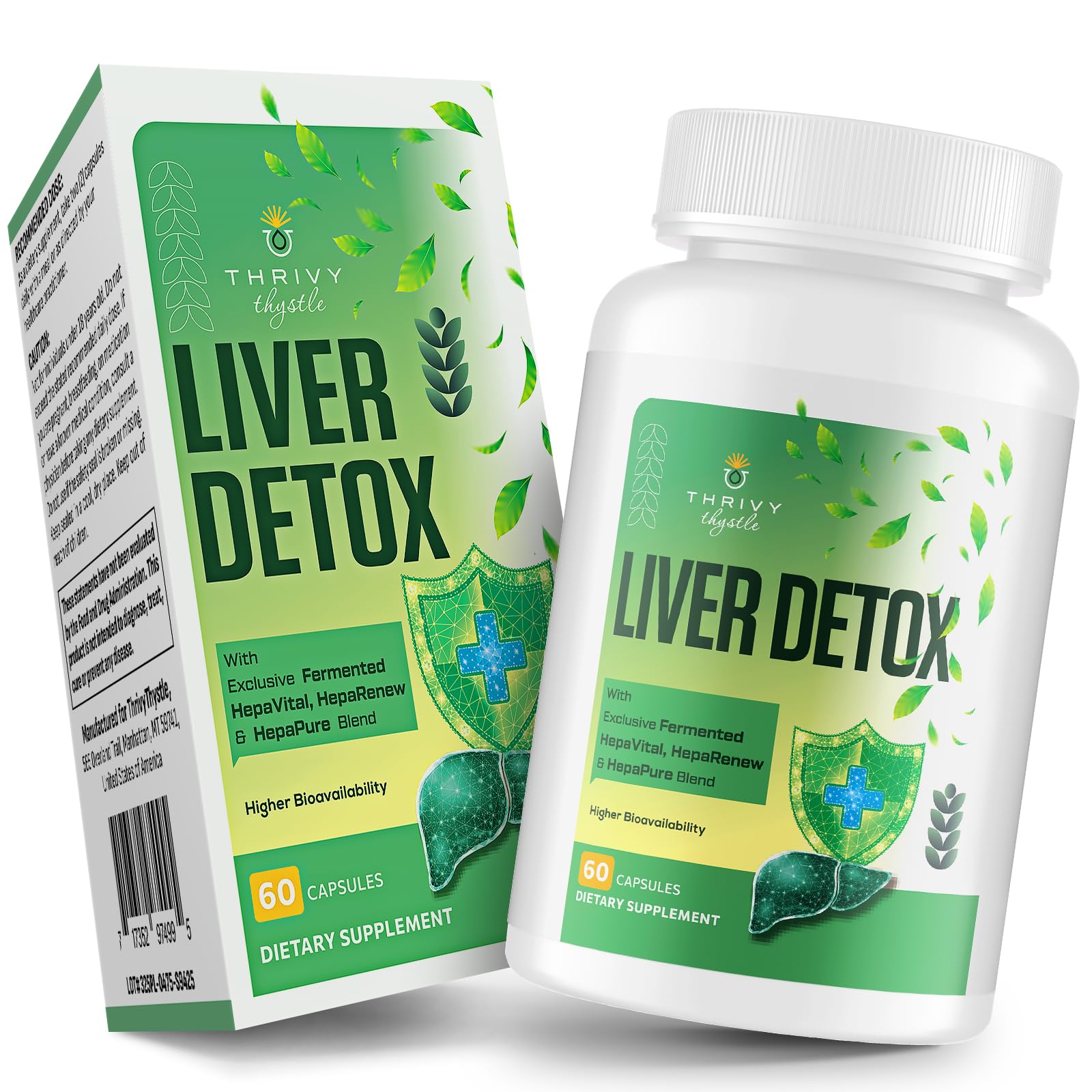 Liver Detox & Repair – 23-in-1 Herbal Liver Support Milk Thistle Supplement - TUDCA, NAC, Chanca Piedra, Artichoke, Beet Root – Supports Liver & Gut Health – 60 Vegan Capsules 60 Count (Pack of 1)
