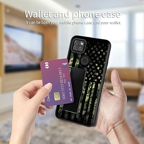 Miniatura 4 de Funda tipo cartera para Motorola One 5G AceMoto G 5G (2021) con soporte para tarjetas oculto, ranura híbrida de doble capa para tarjeta de