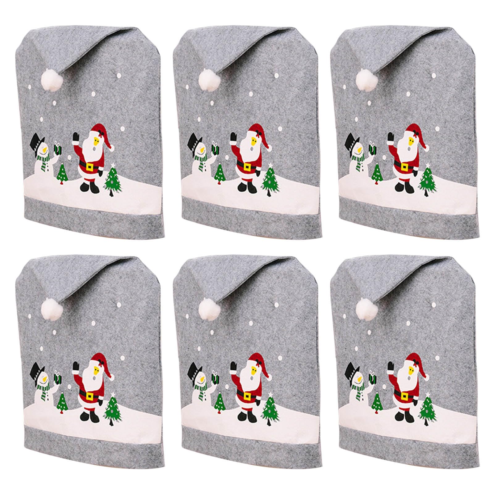 Housse de dossier de chaise Père Noël gris Morain pour fête