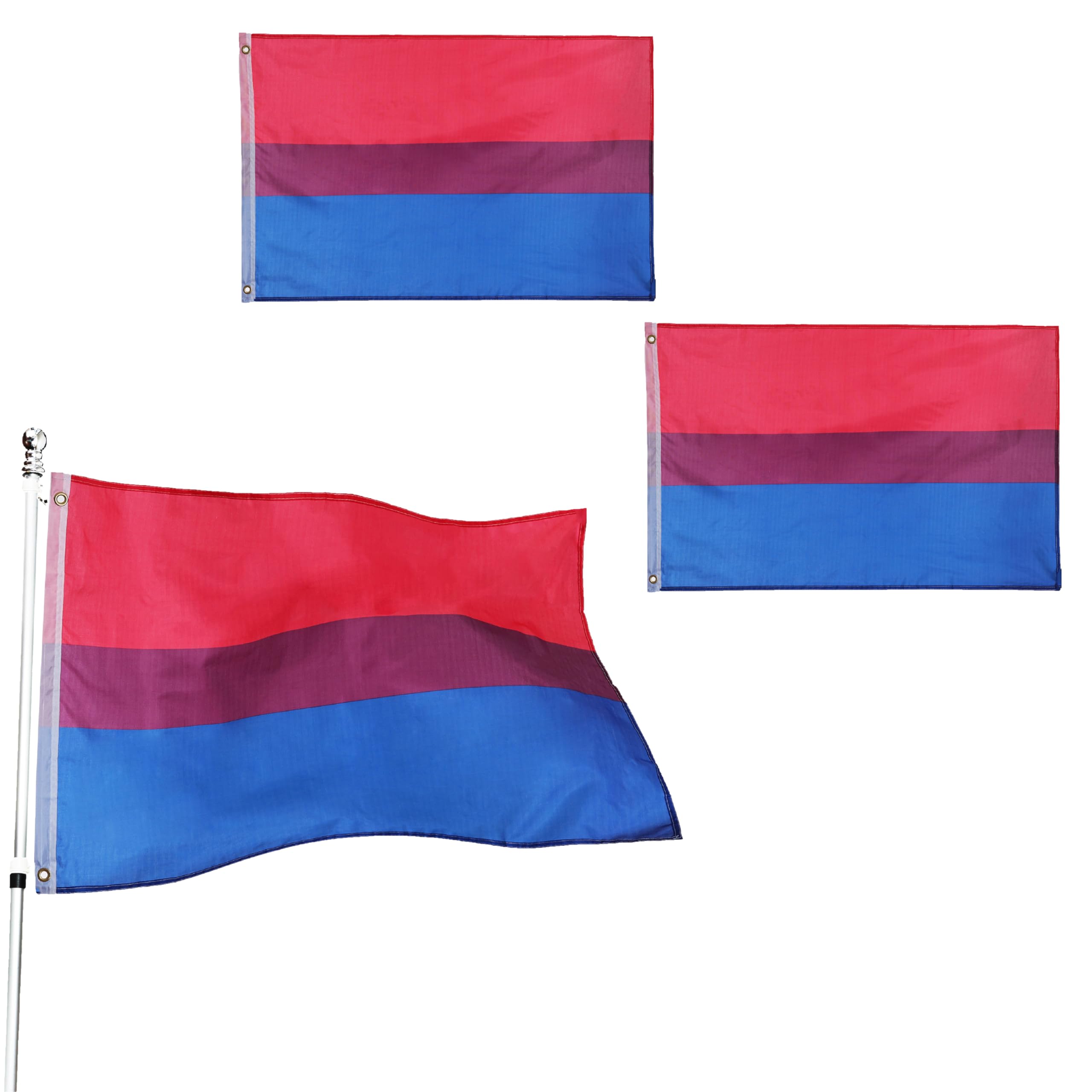 I LOVE FANCY DRESS Large 5ft X 3ft Bisexual Pride Flag - Pack of 2 - Bisexual Pride Flag 5ft (152cm/60) X 3ft (91cm/36) - Perfect for Pride Events or Occasions
