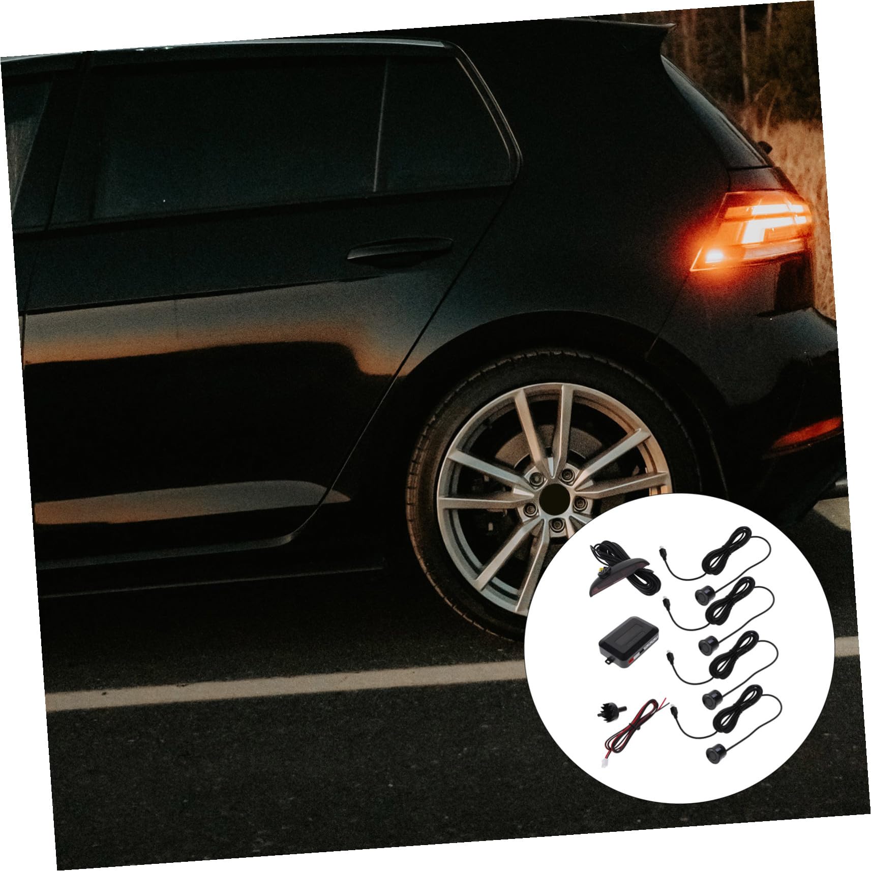 Kit Sensori Parcheggio Auto con Allarme Vocale Reversibile Impianto Radar di Retromarcia con Avviso Ostacoli Installazione Rapida Sensori Neri