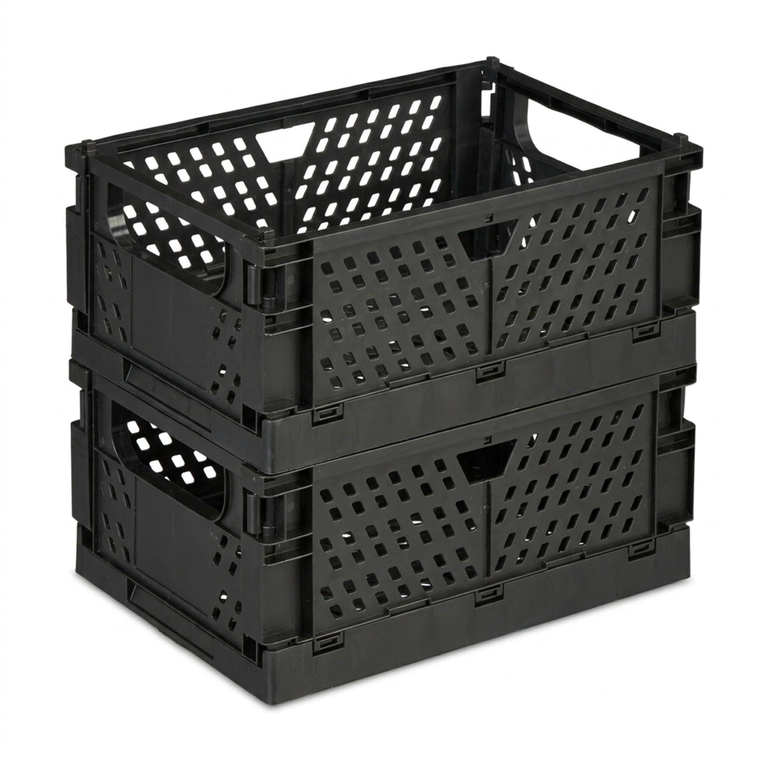 Relaxdays 6 x Cajas Plegables, pequeñas cestas de Almacenamiento y apilables, HBT: 10 x 25 x 16,5 cm, plástico, Negro