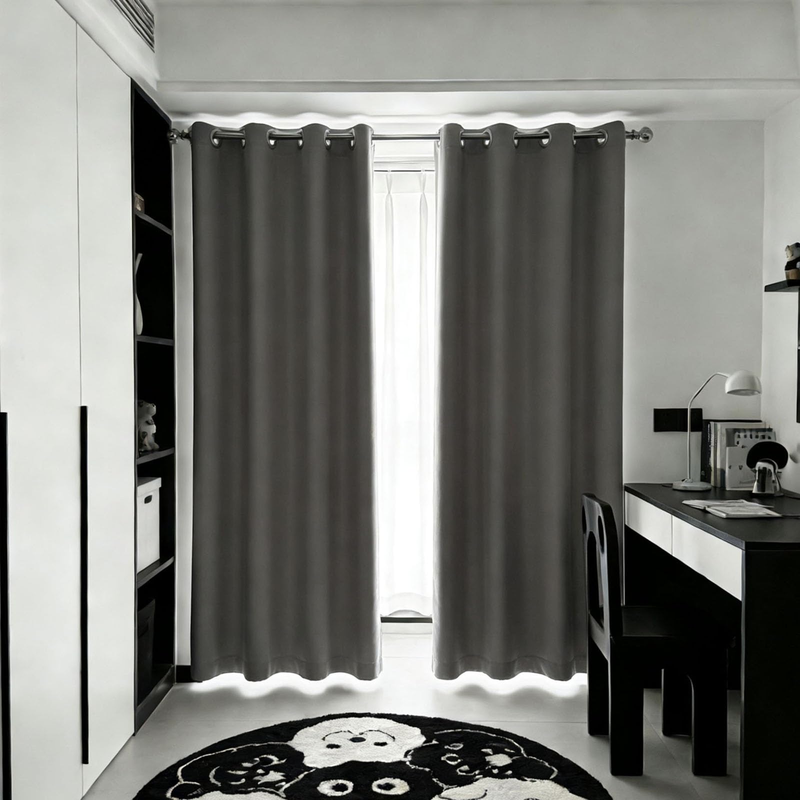 Rideau Occultant 100 x 260 cm Doux, Thermique Isolant, Isolant Thermique, Anti Froid, Bloquer Lumiere, Anti UV Rideaux Brise-Vue pour Salon Chambre Cuisine Dressing, Gris
