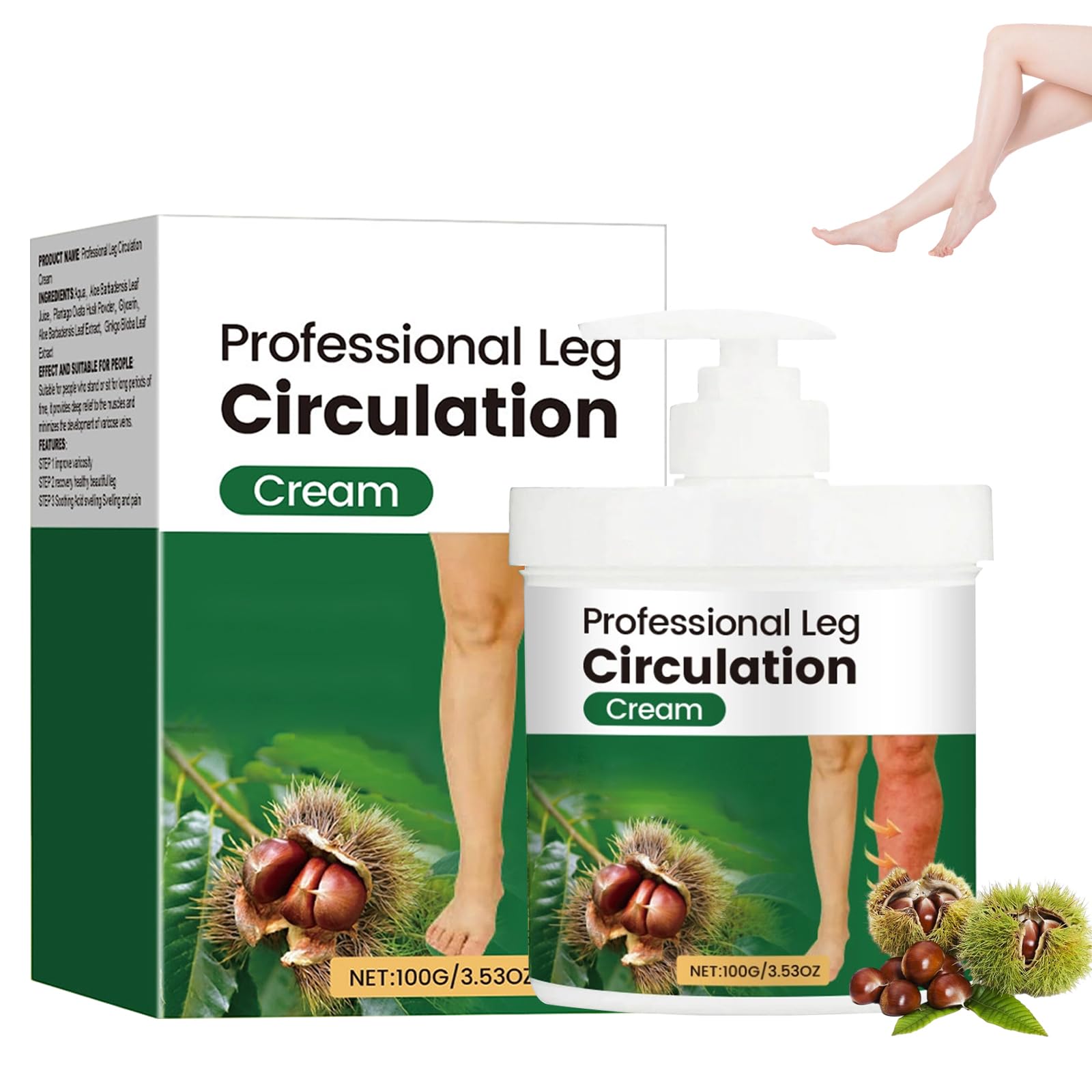 Professional Leg Circulation Cream，Fluid Ease Leg Soothing Cream，Edema Relief for Legs and Feet，Effectively reduce leg discomfort (1PC)