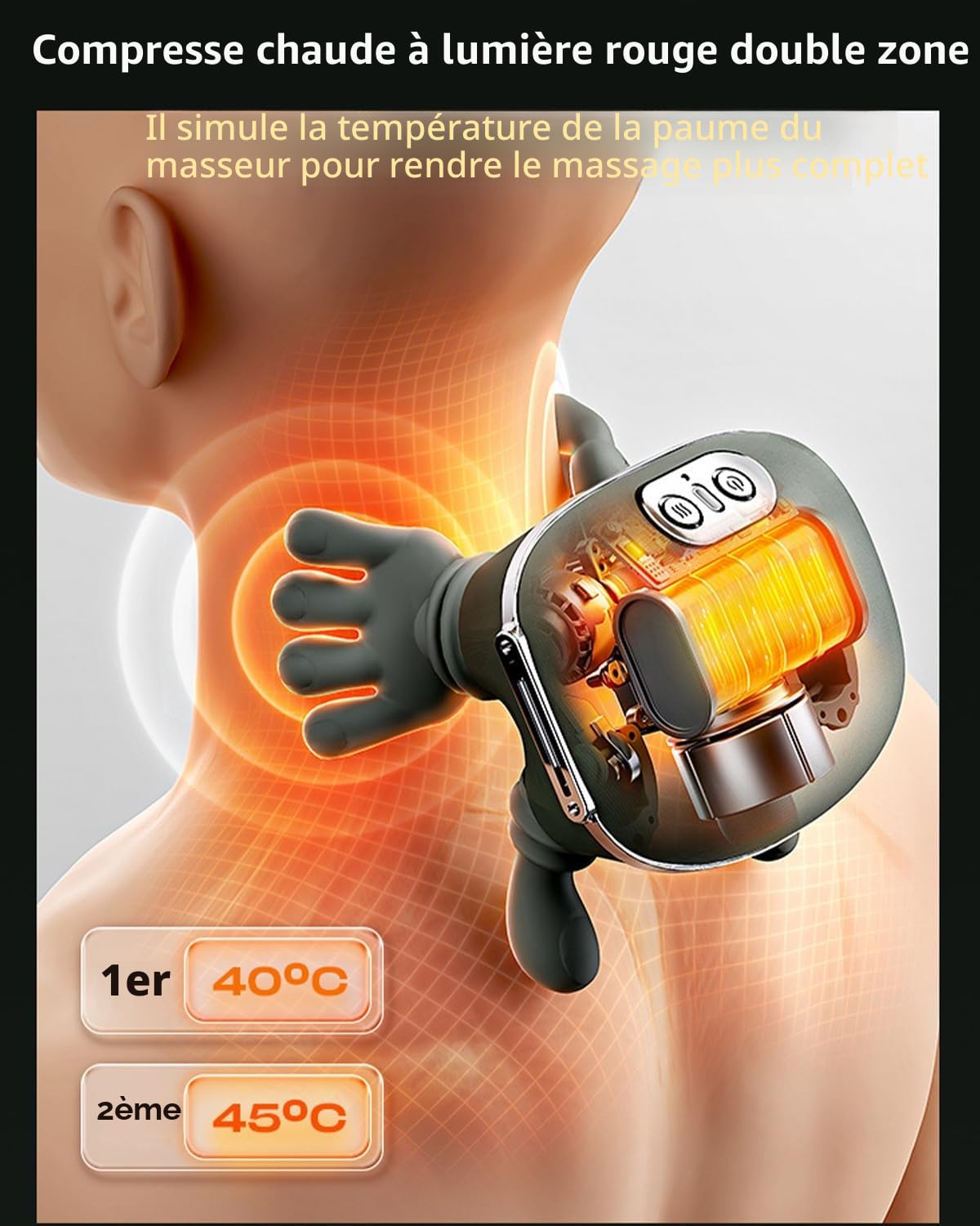 Masseur Cervical à Main Bionique, Cou et épaules Masseur, 4D Massage Cervicales, Masseurs électriques massage main, le Master Wireless pour les épaules, la nuque