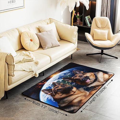 Miniatura 3 de jejeloiu Alfombras de pastor alemán para sala de estar, dormitorio, bonita alfombra de área de perro de 5 x 7 pies, alfombra decorativa de forro