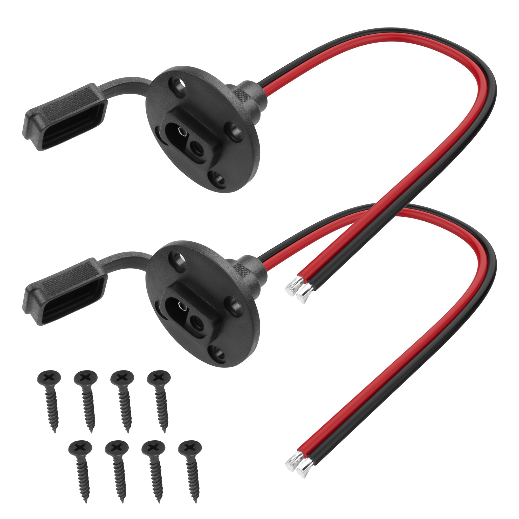 2 Pack SAE Power Socket Sidewall Port Cables YACSEJAO 12AWG 1.3FT/40CM Weatherproof SAE Quick Connect Solar Panel Flush Mount Connector with 8 Screws (SAE-Bare Wire)