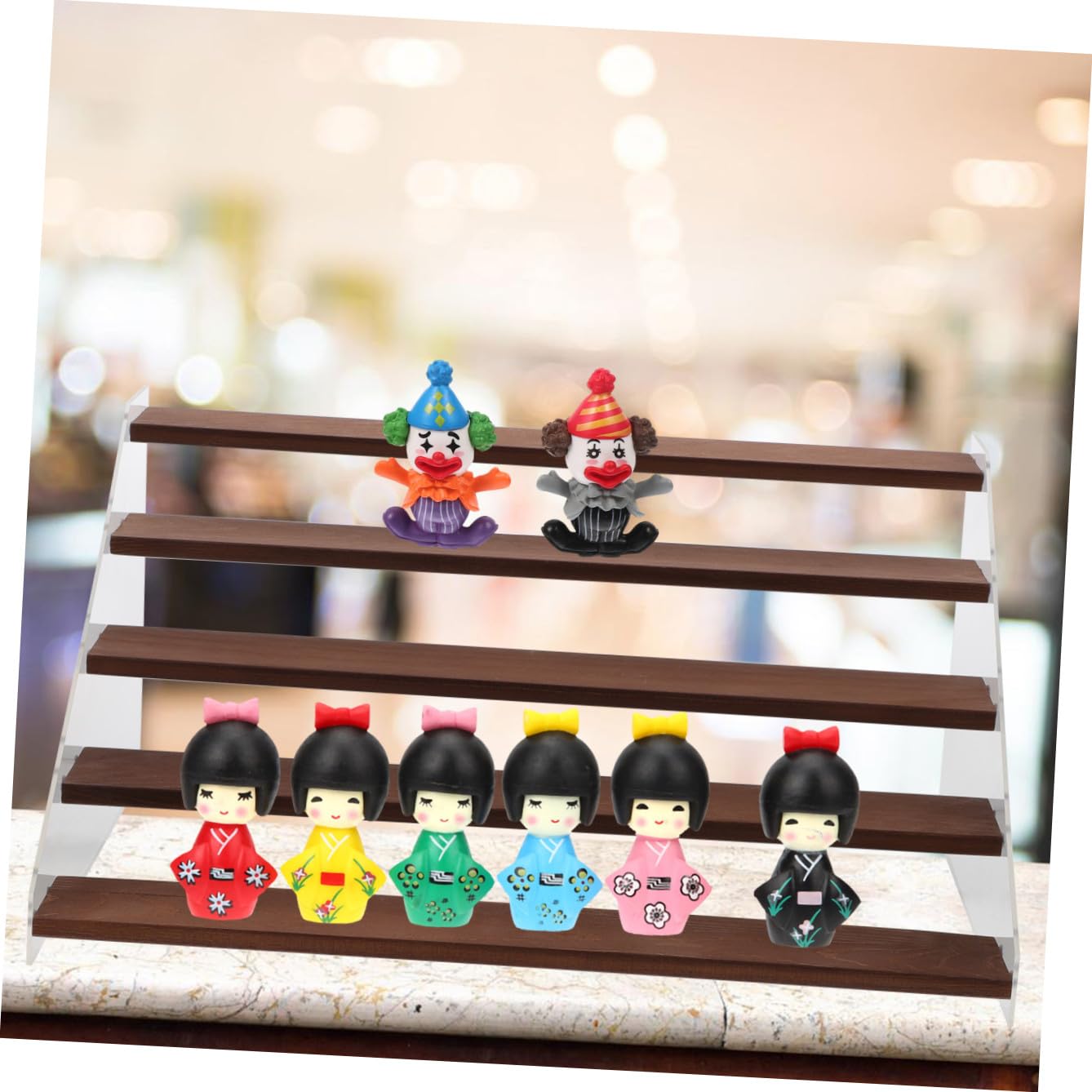 Zerodeko Stöckiger Präsentationsständer aus Acryl und Holz Organizer für Figuren und Modelle Aufbewahrungsregal für Sammlerstücke und Spielzeug Tischaufsteller für Kunsthandwerk und Schmuck