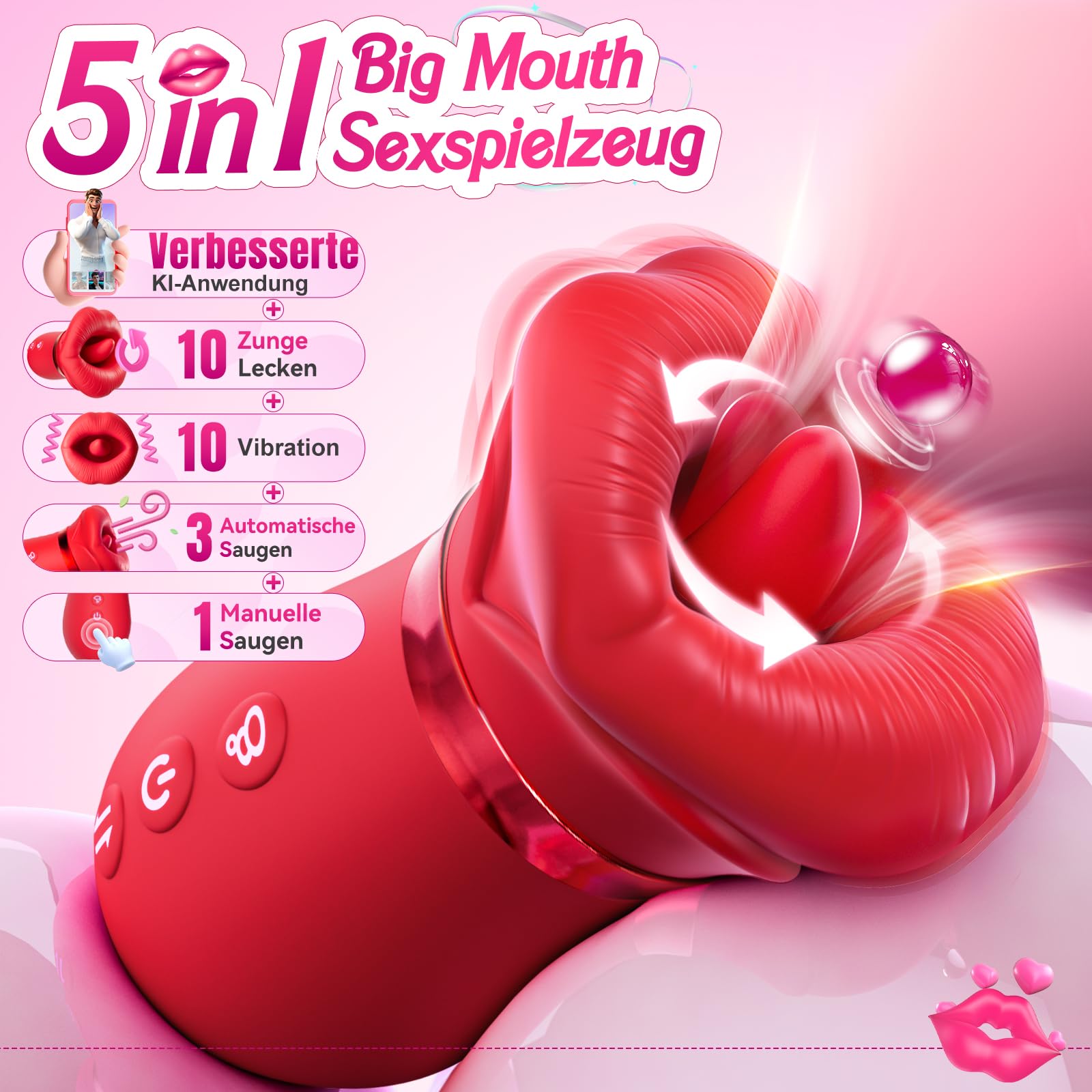 Vibromasseur Sex Toýs Femme, 5EN1 Sex Toys Vibromasseurs Feminin à Distance, 10 Vibrations Sextoyse Femme Clitoridienne, 3 Auto 1 Manuel Aspirations Sextoy Vibro Clitoridiennes Sextoys Pompes à seins