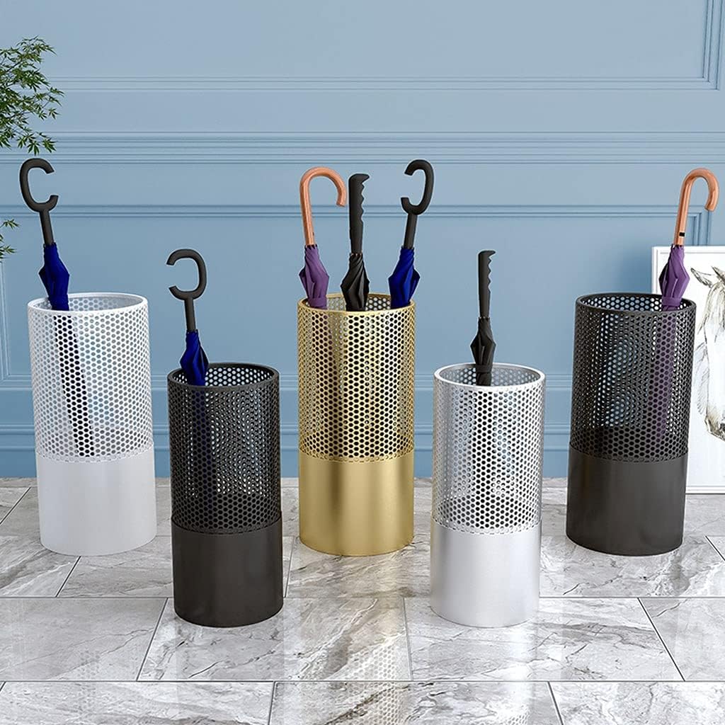 Nordic Light Luxury Metal Paint Umbrella Stand Holder for Office and Home Small White Iron Umbrella Storage Rack with After Door Design.
