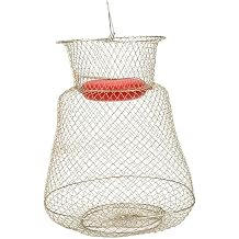 Stainless Steel Fish Basket, Foldable Round Portable Fishing Shrimp Basket Fishing Net Cage Fish Baskets with Floating Bowl Diameter 33cm