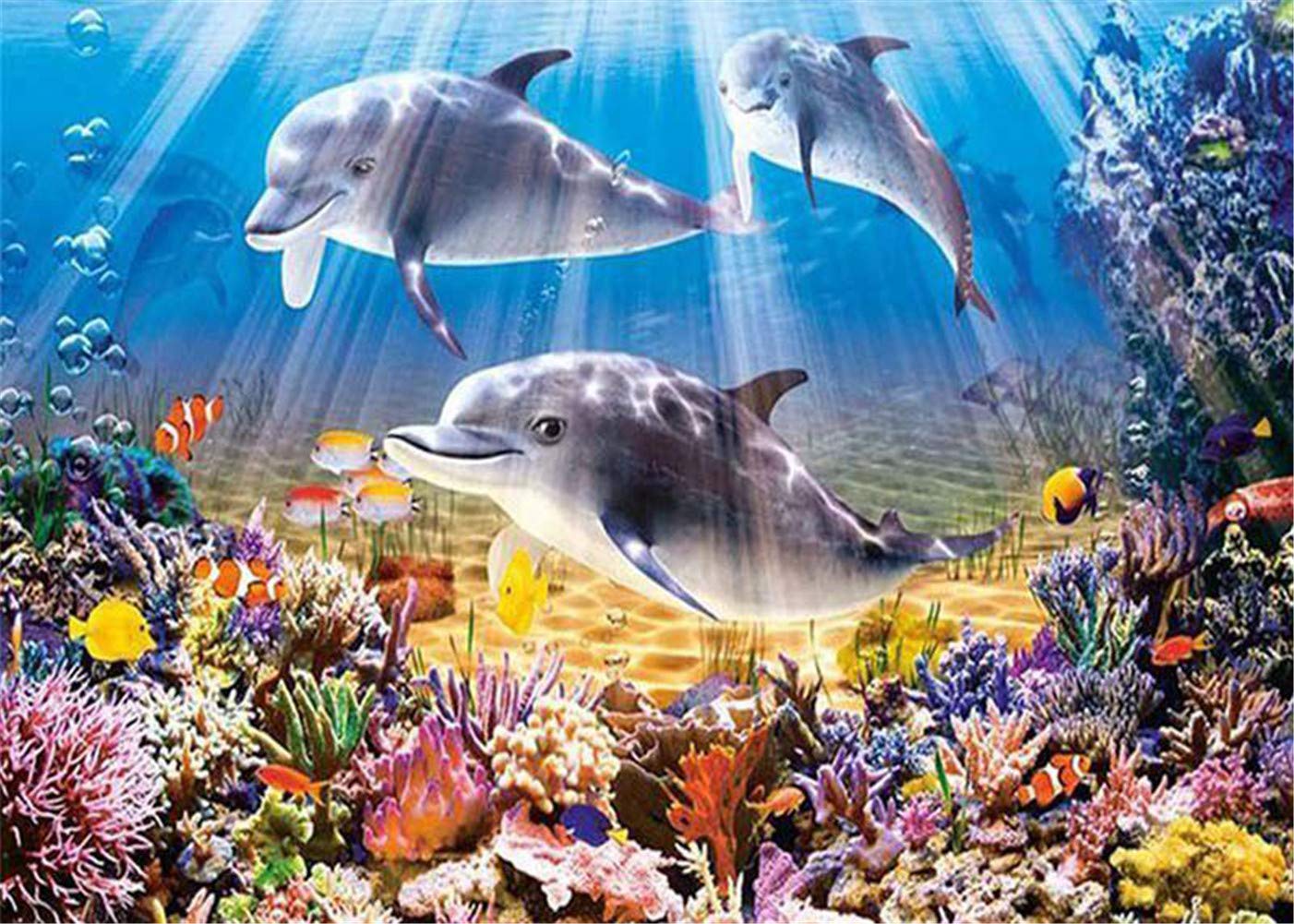 New 5D Diamond Painting Kits for Adults Kids, Awesocrafts Underwater World Dolphin Full Drill DIY Diamond Art Crystal Rhinestone Paint by Diamonds Cross Stitch (Dolphin)