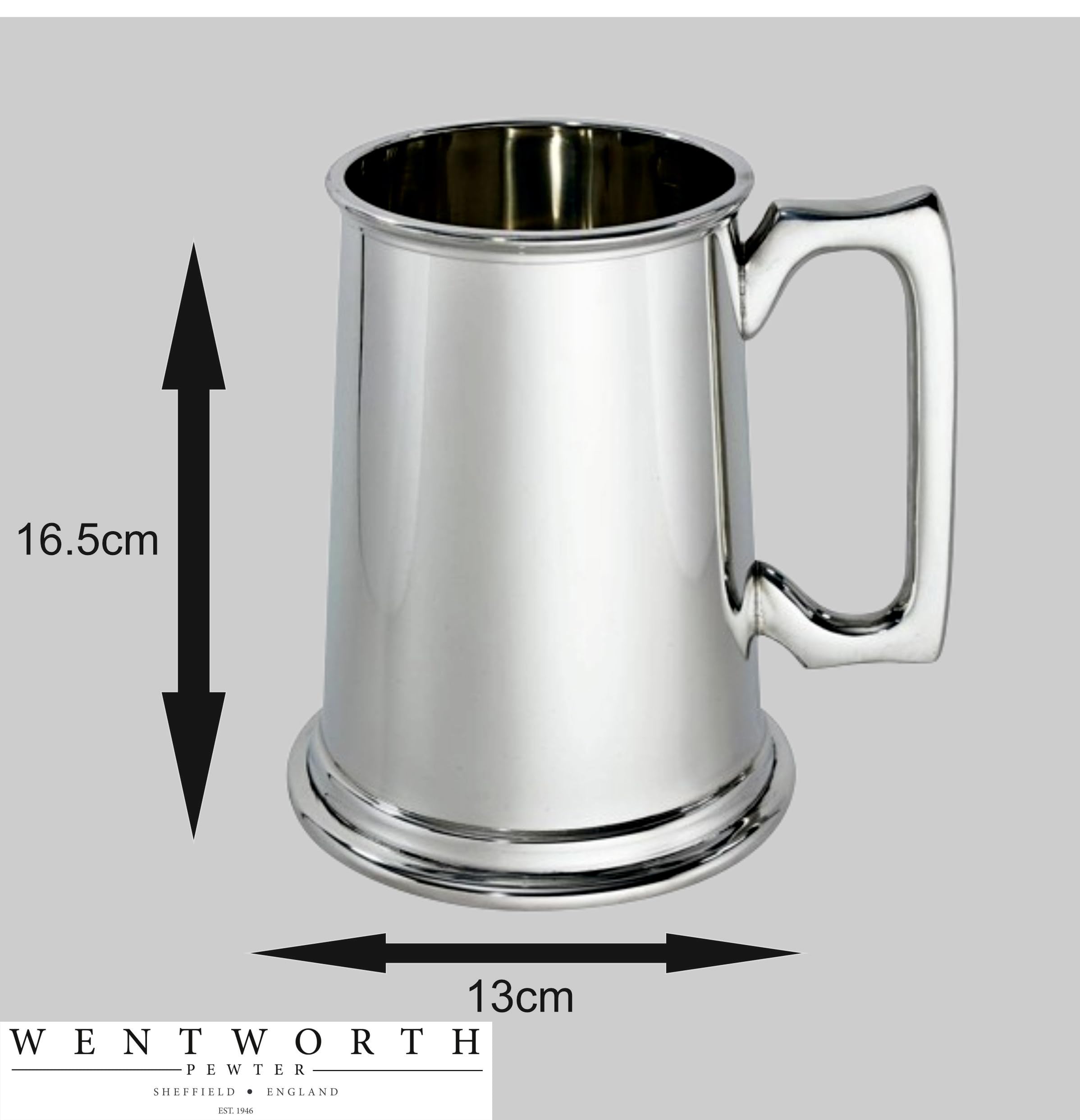 Wentworth Pewter - Two Pint, Quart Pewter Tankard, Beer Mug, Giant tankard