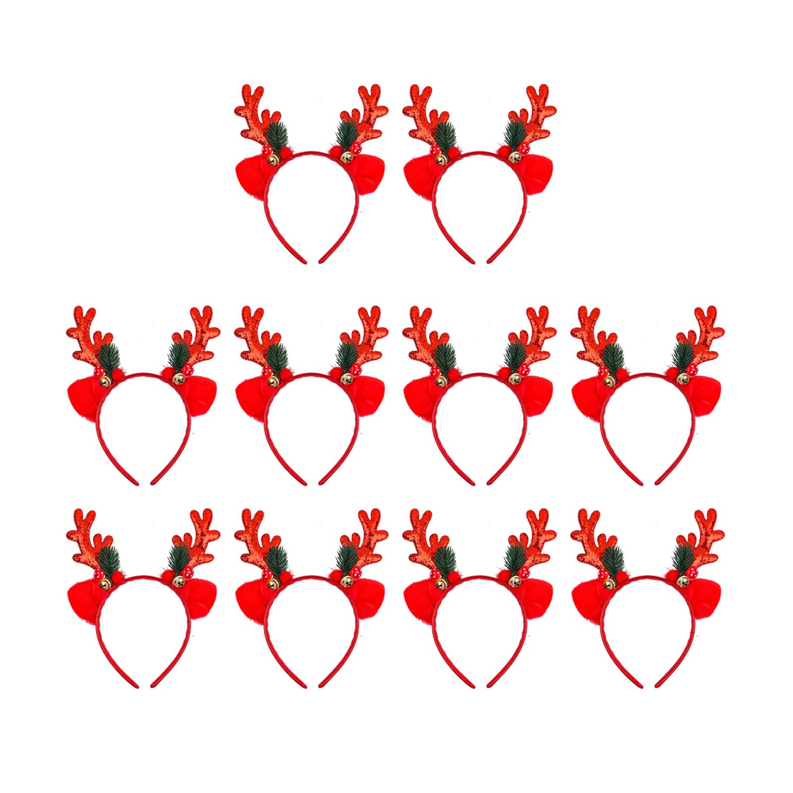 Buxuaaaa Red Portable Headgears Ornament Festival Sequined Reindeer Antlers Hair Hoop With Bells For Holiday Parties And Celebration Festival Headbands With Bells