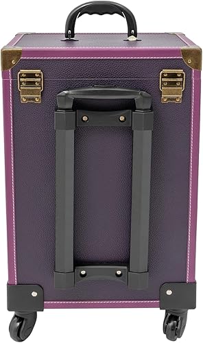 Miniatura 6 de MhdunueSK Estuche de maquillaje rodante, estuche de maquillaje de 3 capas sobre ruedas, estuche de viaje para artista de maquillaje con 4 ruedas