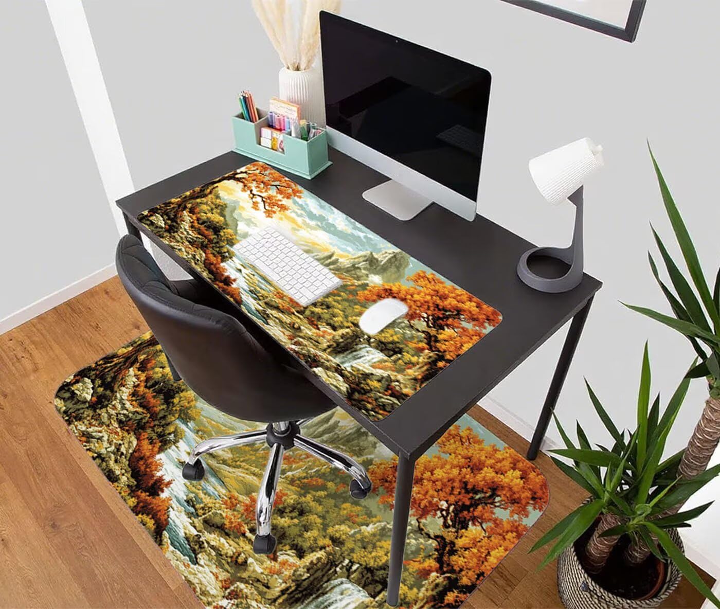 Duża podkładka pod mysz dla graczy XXL 1200 x 400 mm podkładka pod mysz, jesienna podkładka pod mysz pod ręką, antypoślizgowa podkładka pod mysz z krawędziami, do pracy, gier, dekoracji biurowych