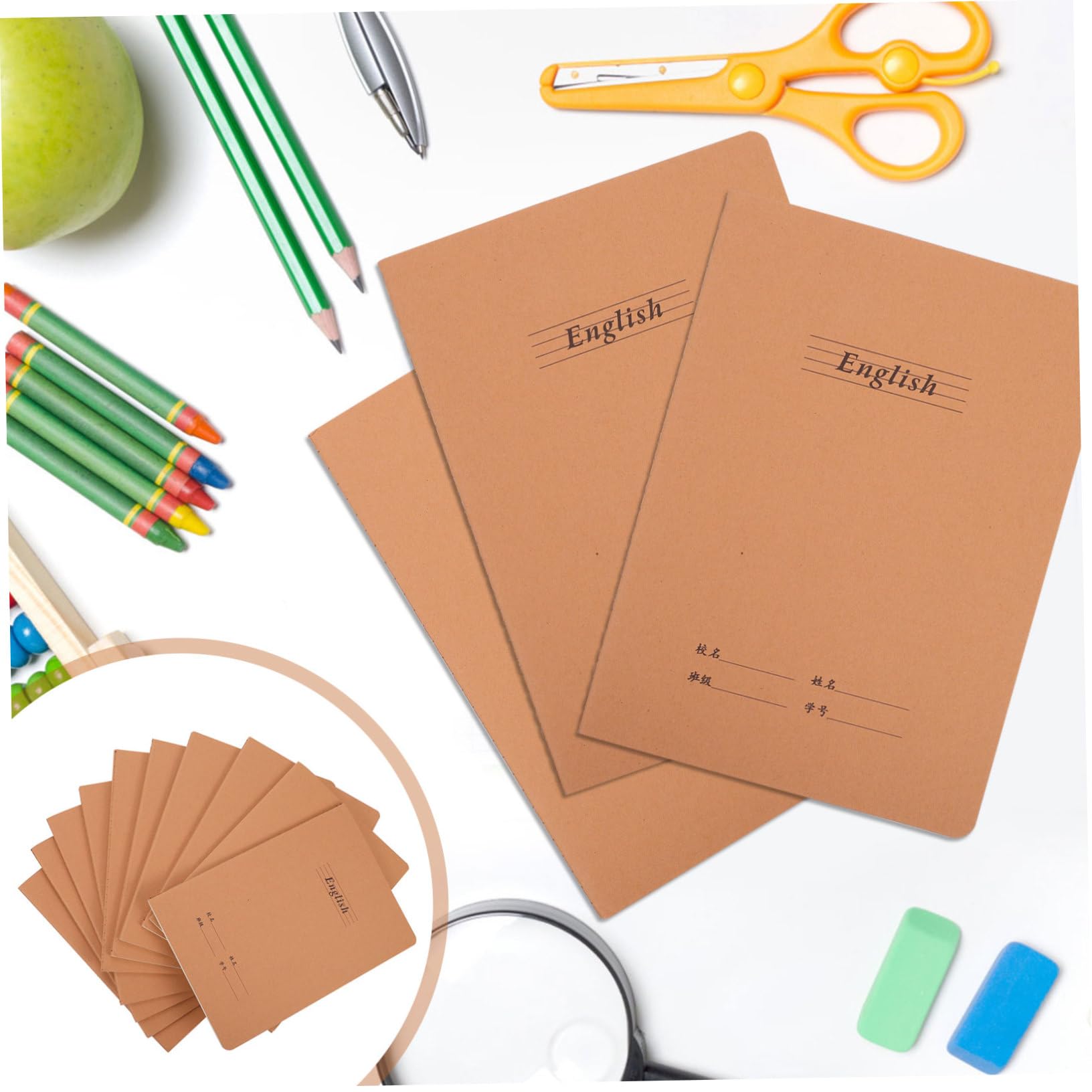 Notizbücher 10 Stück Papier Übungshefte für Schüler und Student | Schulanfang Deko, Englische Notizbücher, Zubehör Schule, Schulhefte Klasse, Schulzeug, Notebook für Schüler