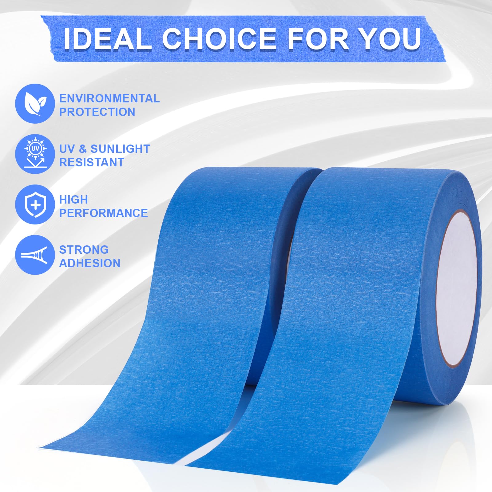NEOACT 12 rotoli di nastro blu per pittori, 5,1 cm x 30,9 m, nastro coprente multi-superficie, nessun residuo, nastro per pittori per pittura murale, miglioramento della casa, imballaggio, artigianato