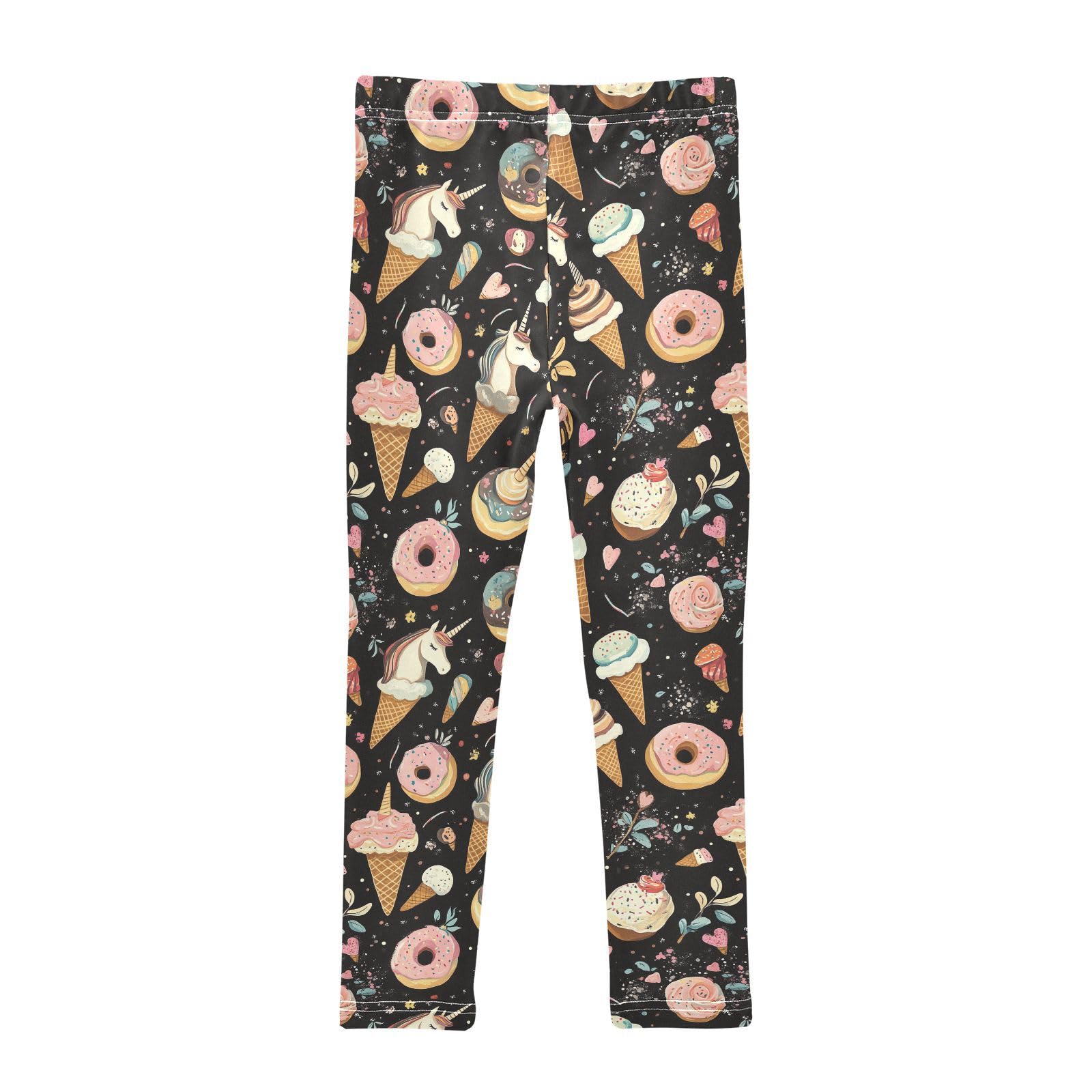 Unicorns Ice Cream Girls' Leggings Toddler Doodles Doughnuts Kids Yoga Pants Dance Active Tights 5T