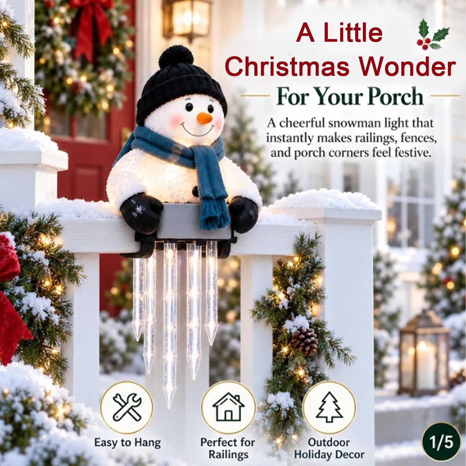 HTU Luci Natalizie Invernali a Pupazzo di Neve con Goccioline -4PCS