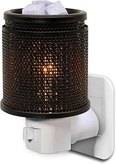 CVHOMEDECO. Wall Plug-in Electric Wax Melt Warmer Punched Double Metal Tart Warmer Decorative Candle Warmer for Scented Candle, Wax Melts, Tarts and Fragrance Oils, Night Light Decor., Black