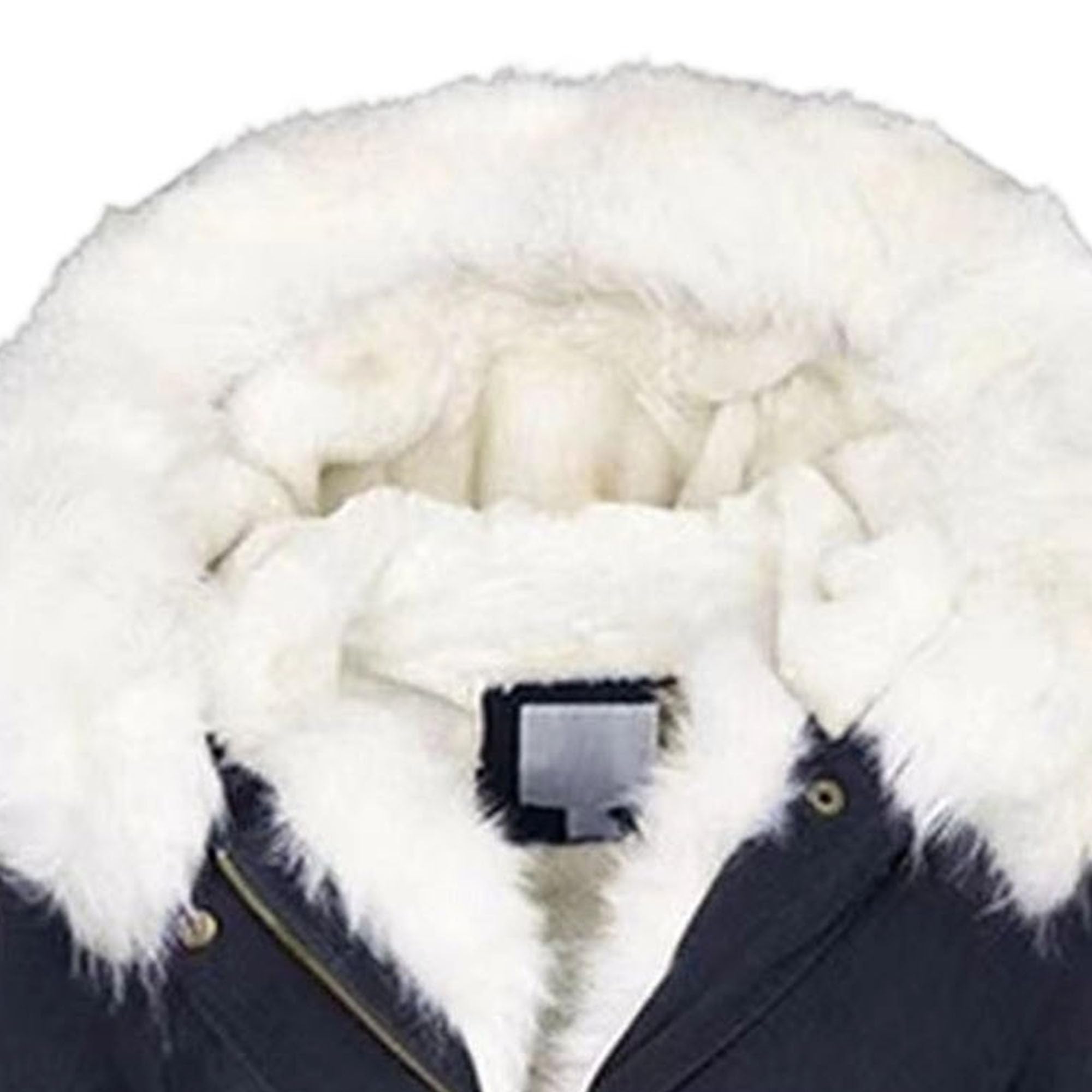 Parka invernale da donna con cappuccio in pelliccia sintetica foderata in