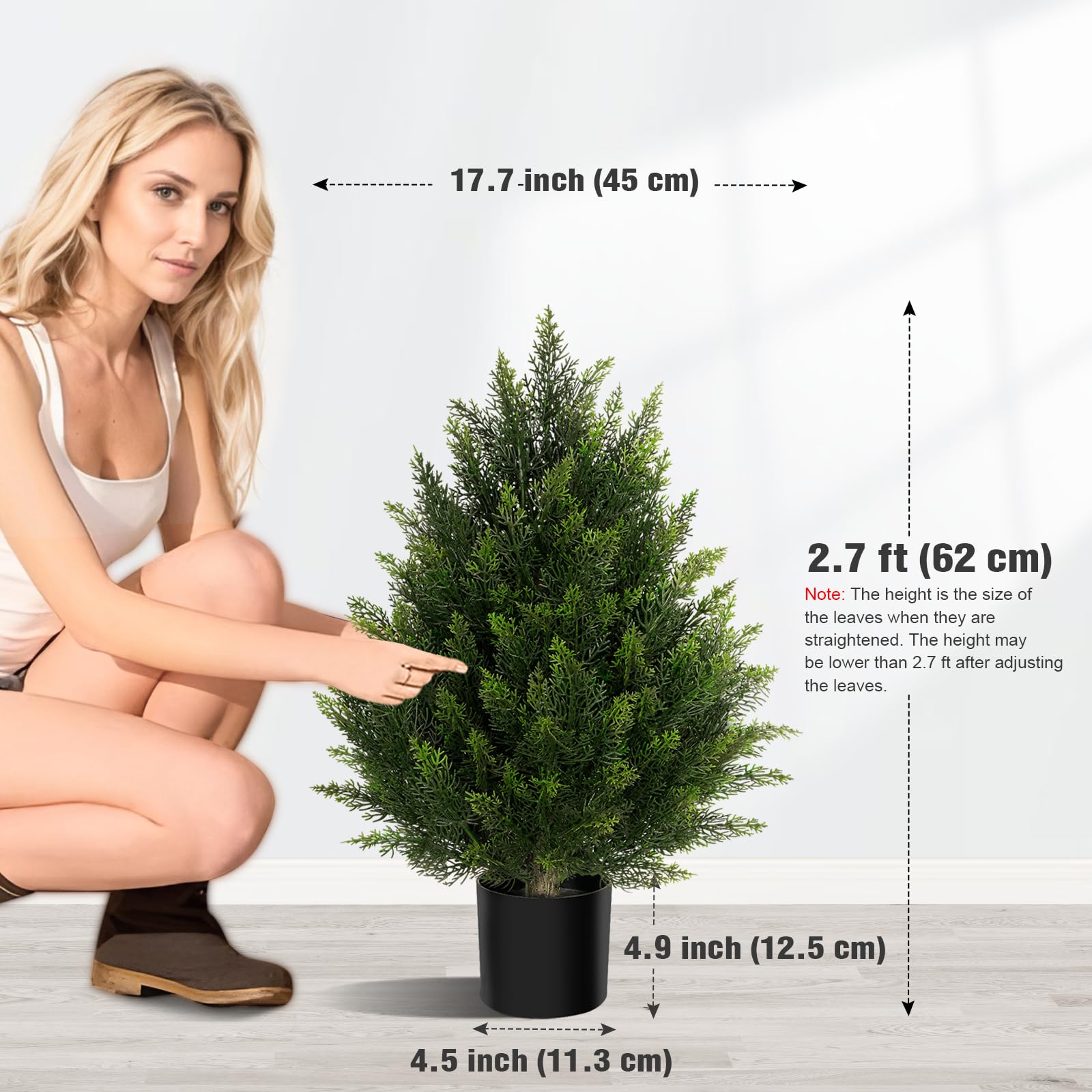 Vitalismo Artificial Topiary Cedar Ball Tree 2ft, Indoor Outdoor Faux Potted Boxwood Evergreen Plants, Fake Bushes Shrub Pine Tree for Home Garden Front Porch Decor? 2pack?