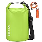 HEETA Waterproof Dry Bag for Women Men (Upgraded Version), Roll Top Lightweight Dry Storage Bag Backpack with Emergency Whistle for Travel, Boating, Kayaking, Camping, Beach (Lemon Green, 5L)