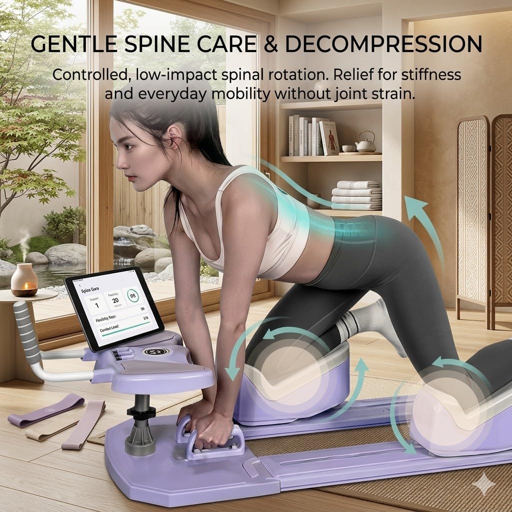 6 in 1 Wirbelsäulentrainer Spine Twist and Stretch Trainer 3-Fach Höhenverstellbar LED-Zähler, Pilates Reformer Für Zuhause 230 Kg Belastbarkeit Abnehmbar Ganzkörpertraining