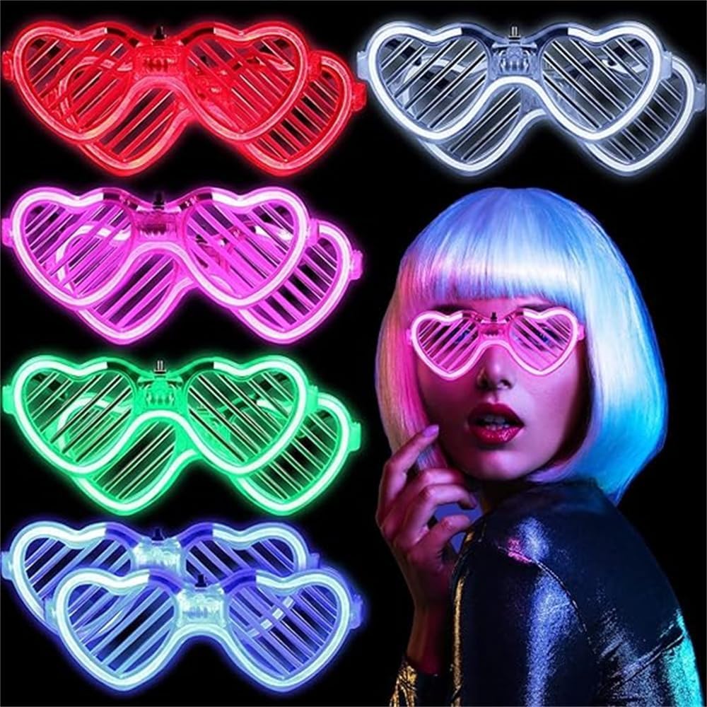 X spring LED Glasses, 5 Pack Glow In The Dark Party Favors Supplies Shutter Shades Sunglasses, Light-up LED Glasses, Luminous Neon Glasses, Glow in the Dark Glasses for Adult Kids (Normal)