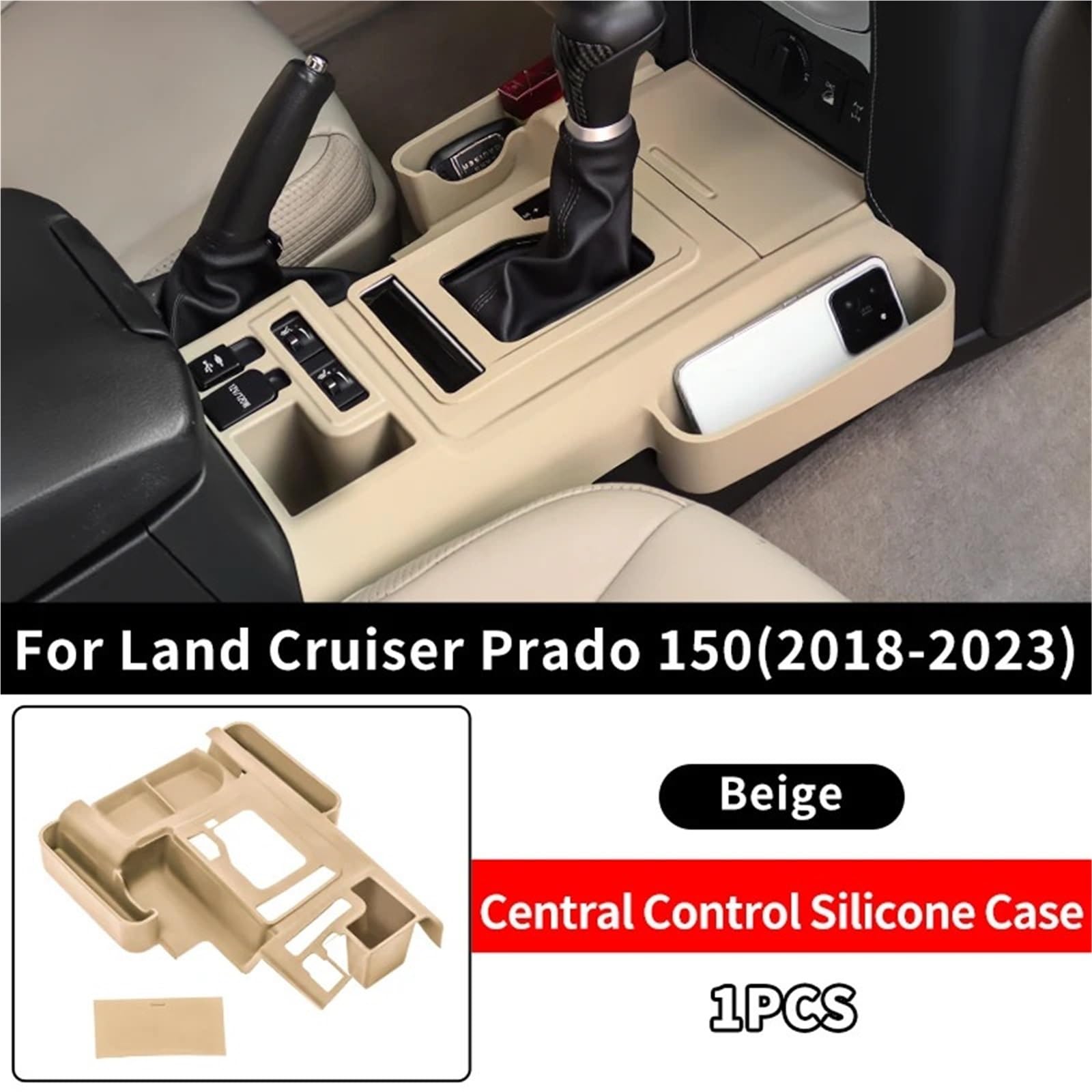 reposabrazos Funda protectora de silicona para consola central, compatible con Toyota Prado 150 LC150 2010-2023.(Beige 2018-2023)