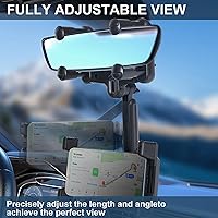 Vista 4 de Phone Mount for Car,Car Rear View Mirror Phone Holder, Multifunctional 360°Rotatable and Retractable Tablet Holder for Car，Suitable for