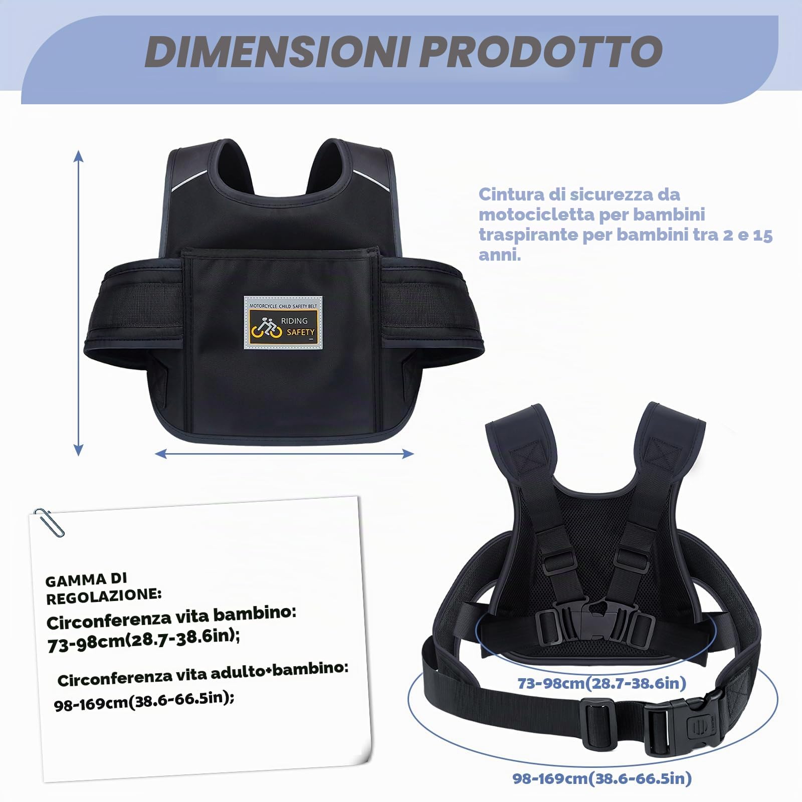 Cintura di Sicurezza per Moto per Bambini Cintura Moto Bambini Bambini Moto Cintura Imbracatura per Moto Cintura Sicurezza Moto Bambino Regolabile Cintura di Sicurezza da Moto per Bambini