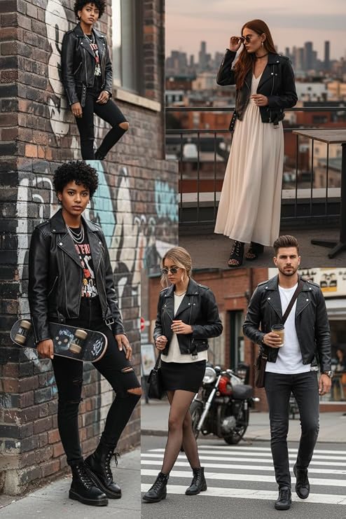 Women's Loose Short No Stretch Faux Leather Lapel Asymmetric Zip Up Moto Biker Blazer Jackets