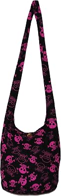 'Skull Bohemian Boho Hobo Hippie Gothic Crossbody Bag Purse 33'' Black'