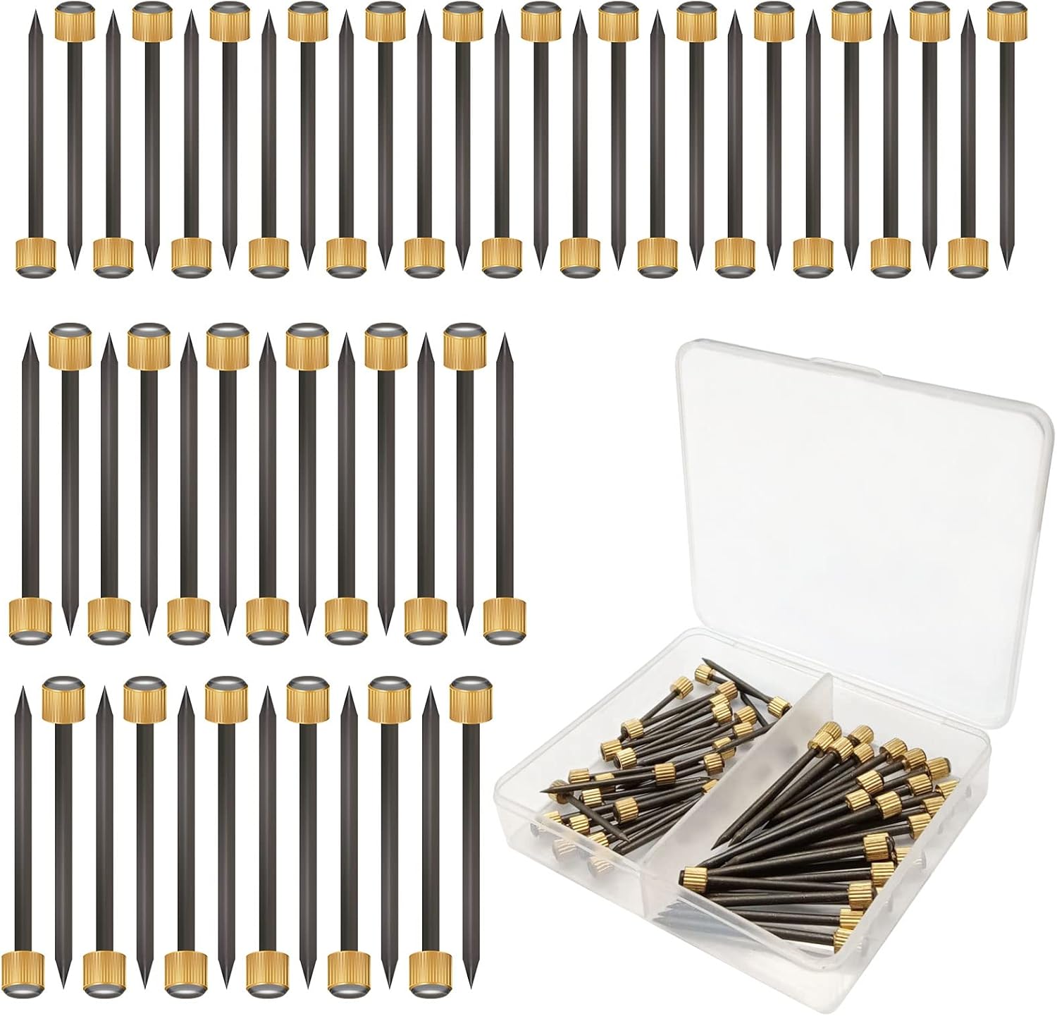 BLMHTWO 50 Pieces Picture Hanging Nails Nails for Hanging Pictures Black Steel Nails and Brass