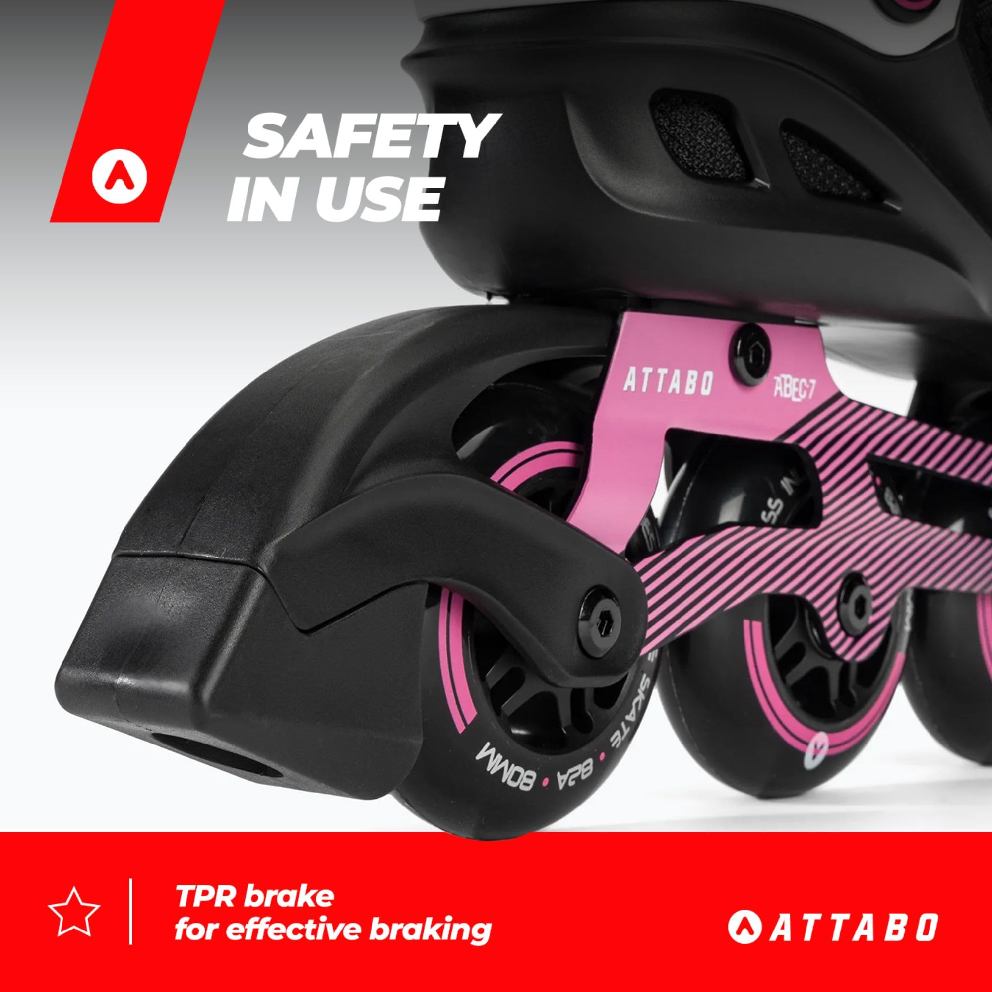 ATTABO Patines en línea Bliss para Mujer 37-42 EU Comodidad y Seguridad Bota Semirrígida Chasis de Aluminio Ruedas 80 mm PU Rodamientos ABEC-7 Ajustable Color Rosa