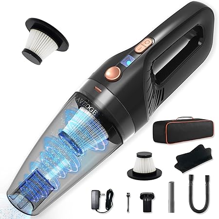 Amazon.com: Aspirador portátil inalámbrico recargable LAVEDGE 9Kpa húmedo y  seco potente aspiración mano aspiradora, mini aspirador con filtro HEPA  reemplazable, pantalla de energía aspiradora manual para el hogar, oficina,  coche : Hogar