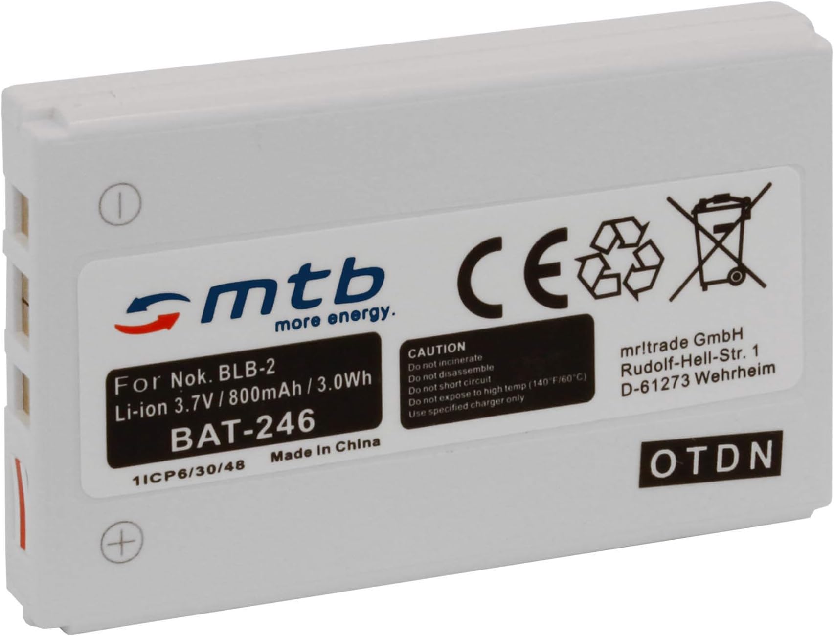 Battery BLB-2 for Nokia 3610, 5210, 6510, 7650, 8210, 8310, 8850, 8890, 8910, 8910i