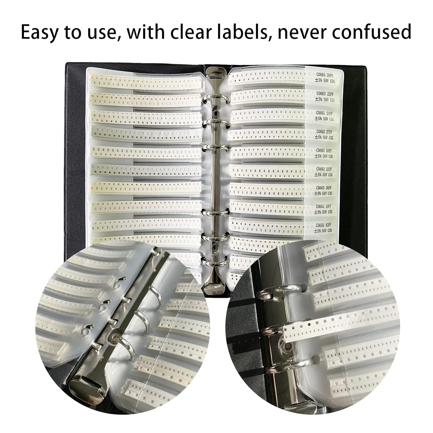 Capacitor 0603 (0.5pF-2.2uF) 90 Value x 50pcs = 4500pcs SMD Capacitor Combo SMT Sample Book Kit Electronic Component