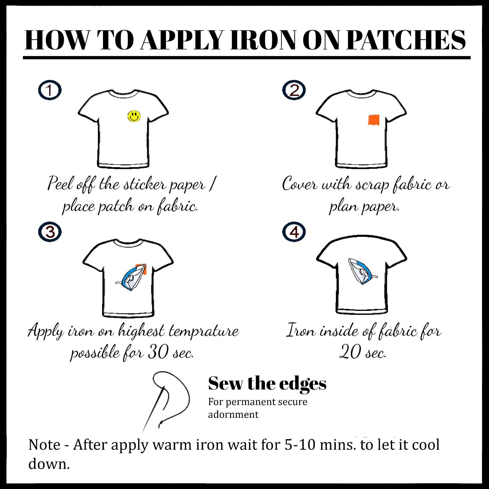 LAZYCHUNKS® Printed Iron Patches SA Style Decoration for Clothes Printed T-Shirt Thinnest Patches for Jackets; Top; Hats;Bags; Multicolour Design (Pack of 20) 2