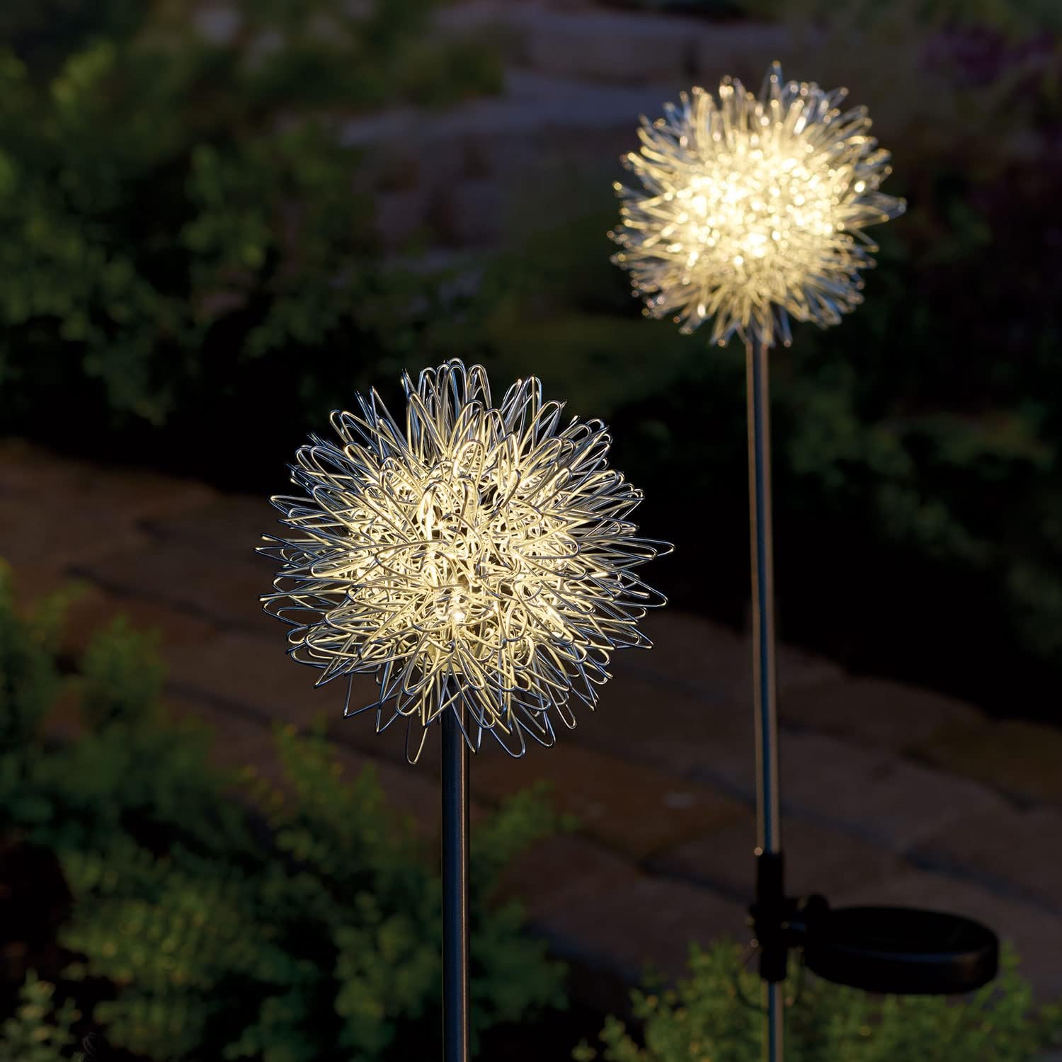 ART & ARTIFACT Dandelion Garden Stakes Set of 2 LED Solar Flower