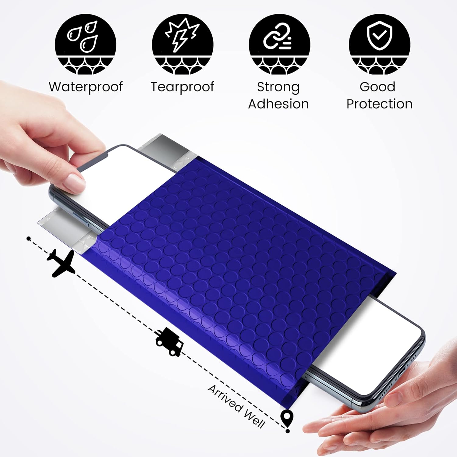 Fuxury Bubble Mailers 4x8" 200 Pack Waterproof Padded Envelopes Self Seal Bubble Envelopes Padded Mailers for Small Business Envelope Mailers Usable Size 4x7 Royal Blue - Image 7