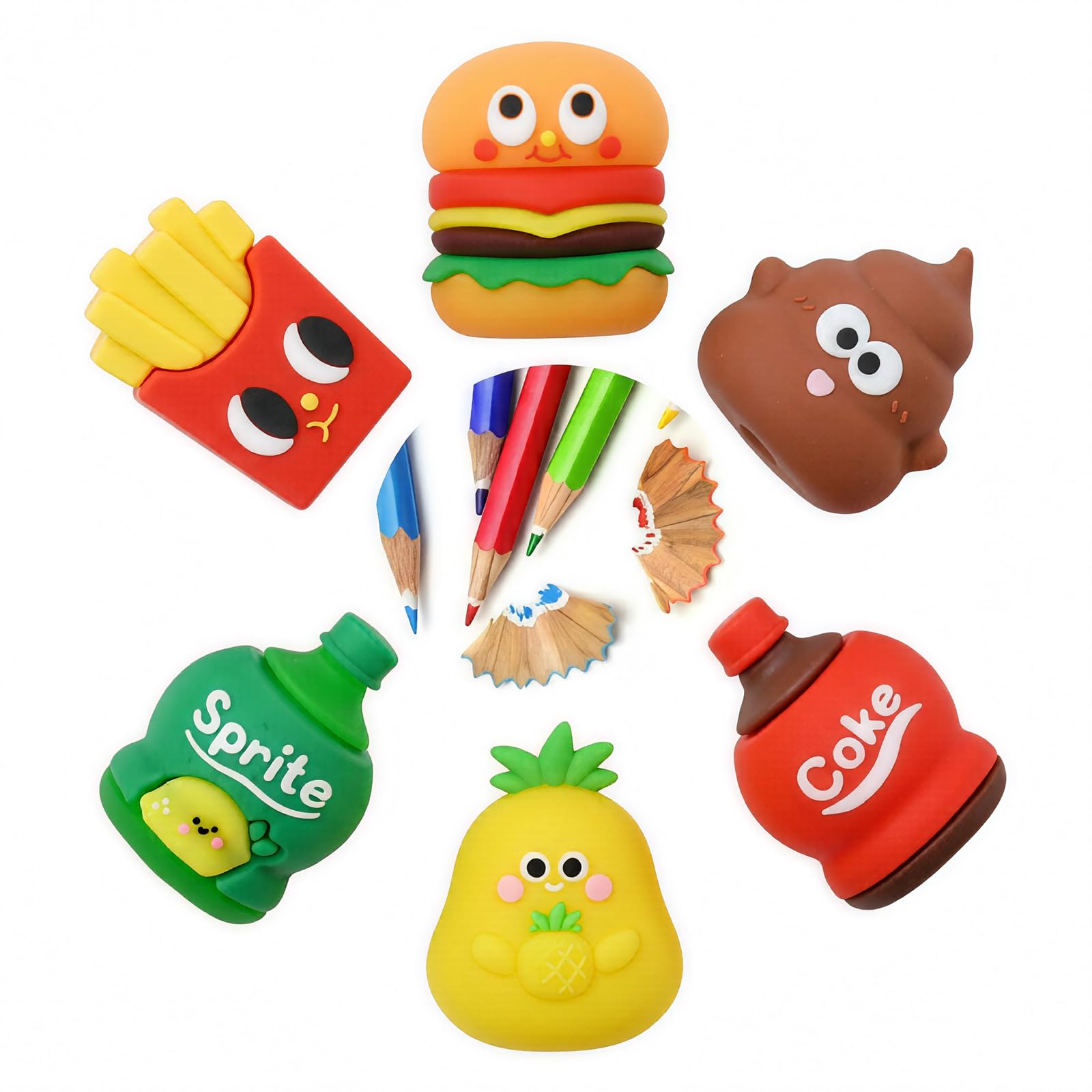 6 PCS Cute Pencil Sharpeners for Kids, Pencil Sharpener Manual, Hand Held Pencil Sharpener, Funny Sharpener Cartoon Creative, Kawaii Stationary Gifts