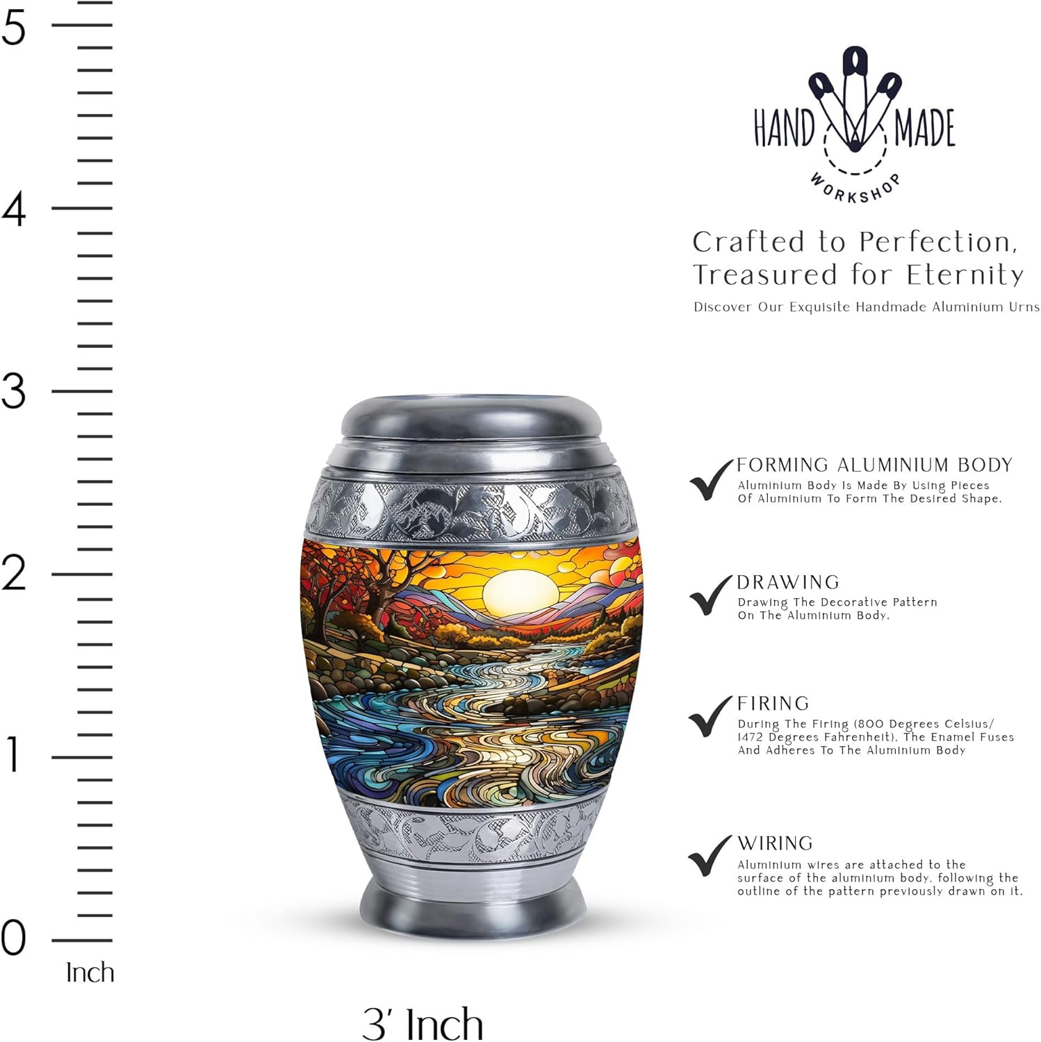 River Urn for Ashes for Women, Memorial Keepsakes for Ashes - Small Cremation Urns for Mom - Sunset Urn for Adult Woman - Funeral Urns 3 Inch - Image 2