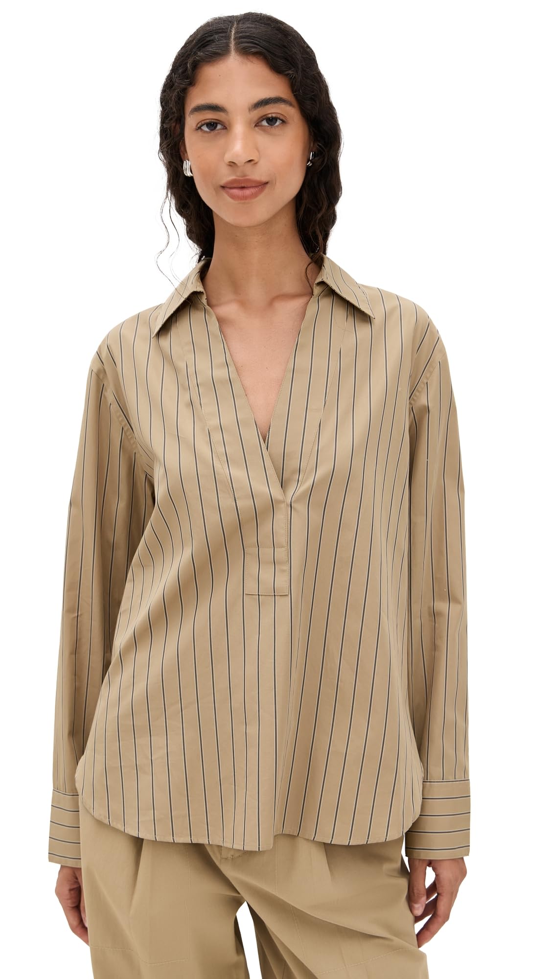 Vince Womens Relaxed Popover Long Sleeve Top
